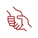 Icon-Communities2 dark red icon representing communities