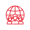 Icon-Customers-Home Red icon representing customers
