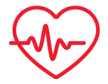 Heart and heart rhythm icon representing health and welfare