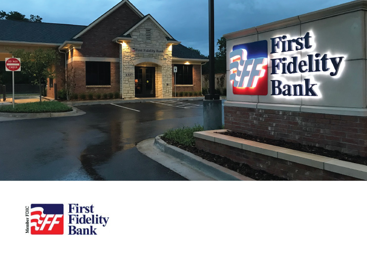 First fidelity bank location and sign, first fidelity bank logo in corner